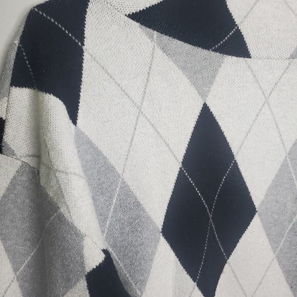 Anthropologie MAEVE Carys Mock Neck Argyle Diamond Pullover Knit Sweater Grey S - Picture 11 of 16